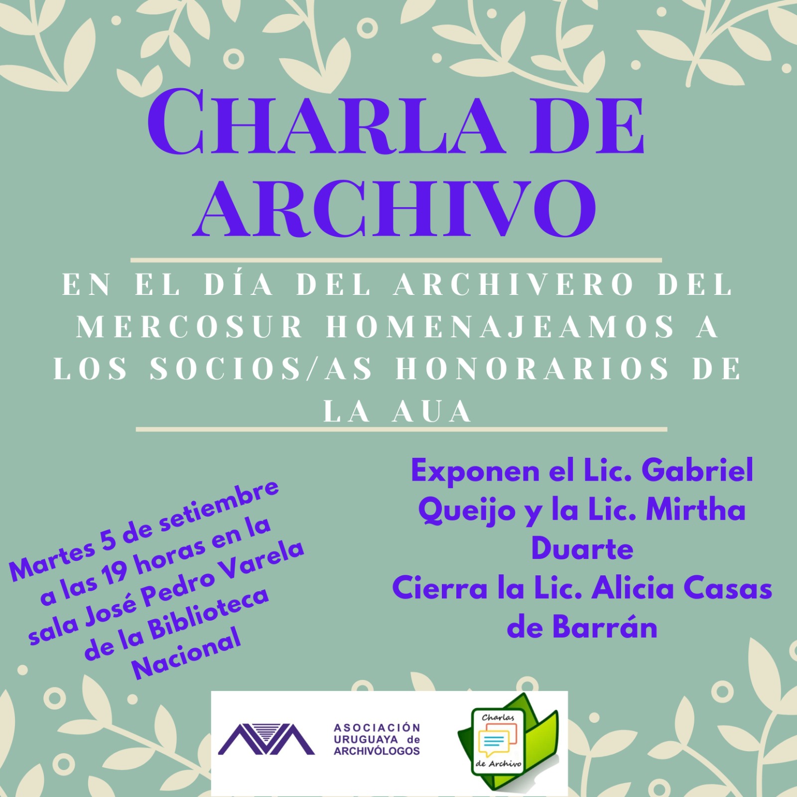 afiche charlas de archivos homenaje a socios honorarios